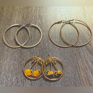 3 Pairs Hoops Earrings